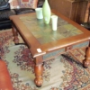 Wood/Leather/Tile Coffee Table